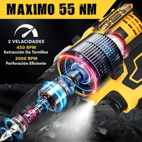 Miwod MIW-DZ99 21V Cordless Impact Drill Driver with 2 Batteries (Yellow)