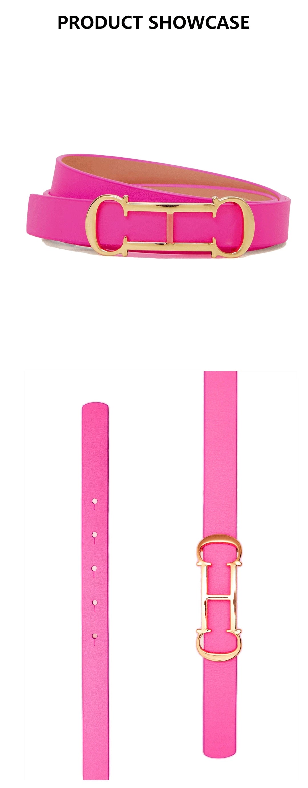 Cinturón de Cuero con Hebilla Metálica con Logotipo CH para Mujer, Cinturón de Moda de Lujo para Jeans, Vestidos y Uso Diario
