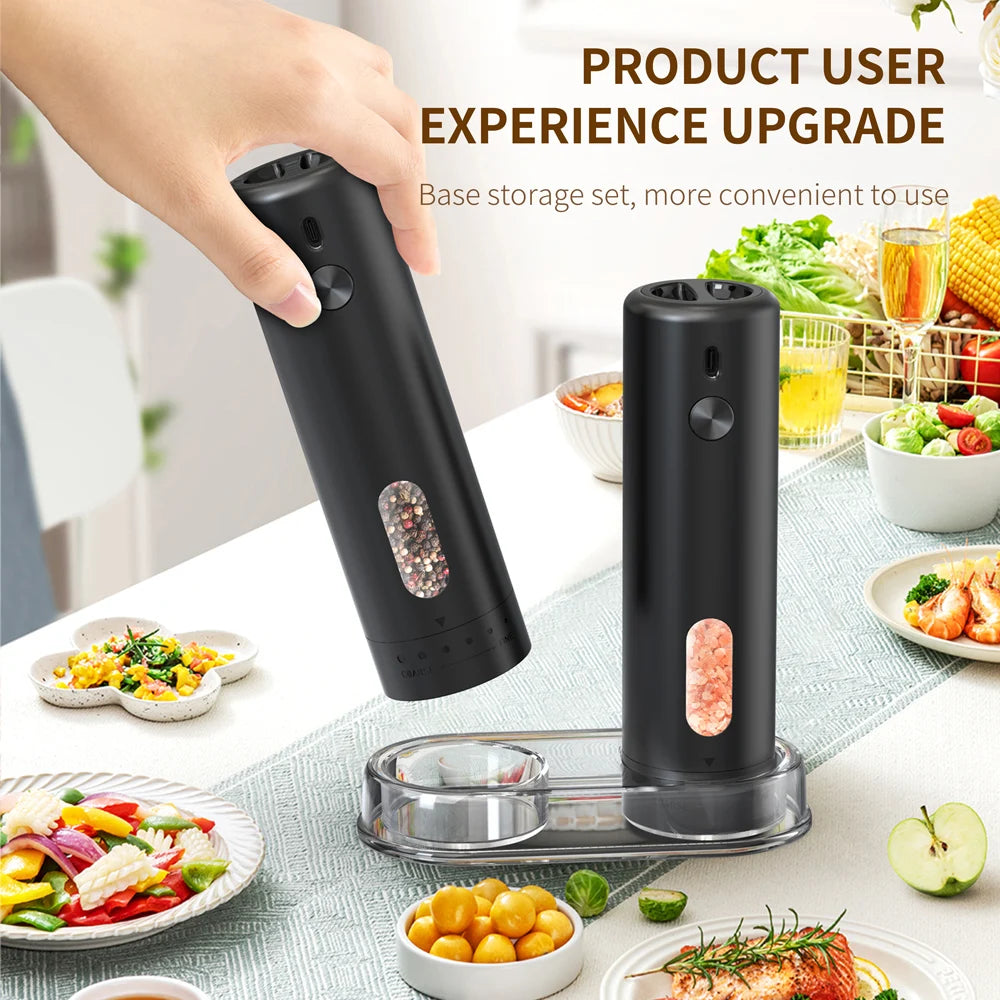 Molinillo de pimienta eléctrico ajustable externo, molinillo de sal y pimienta de gran capacidad, molinillo de especias eléctrico recargable, herramienta de cocina
