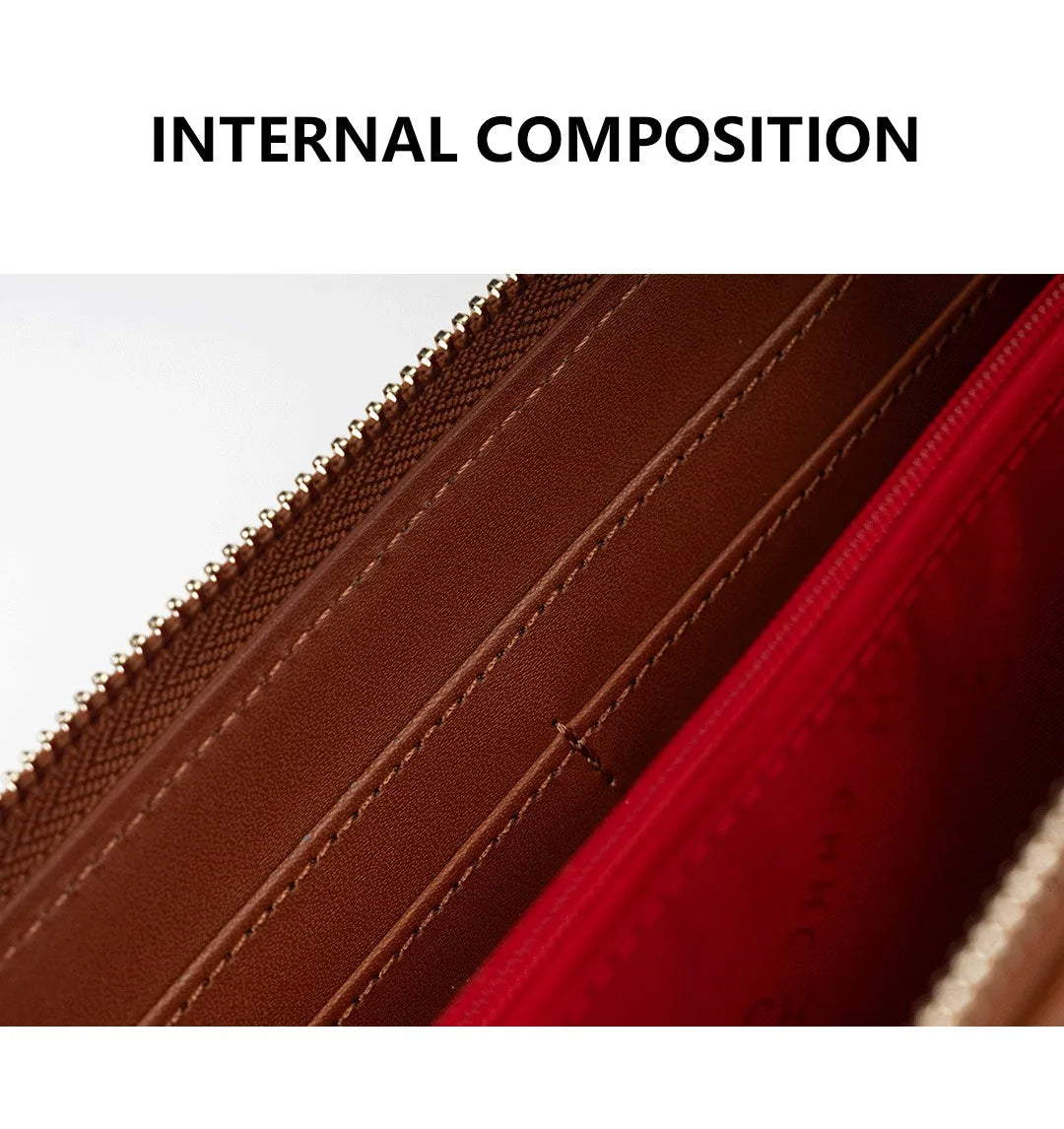 Cartera larga de diseñador CH para mujer, monedero con cremallera en relieve, múltiples ranuras para tarjetas, gran capacidad, perfecta para el viaje diario
