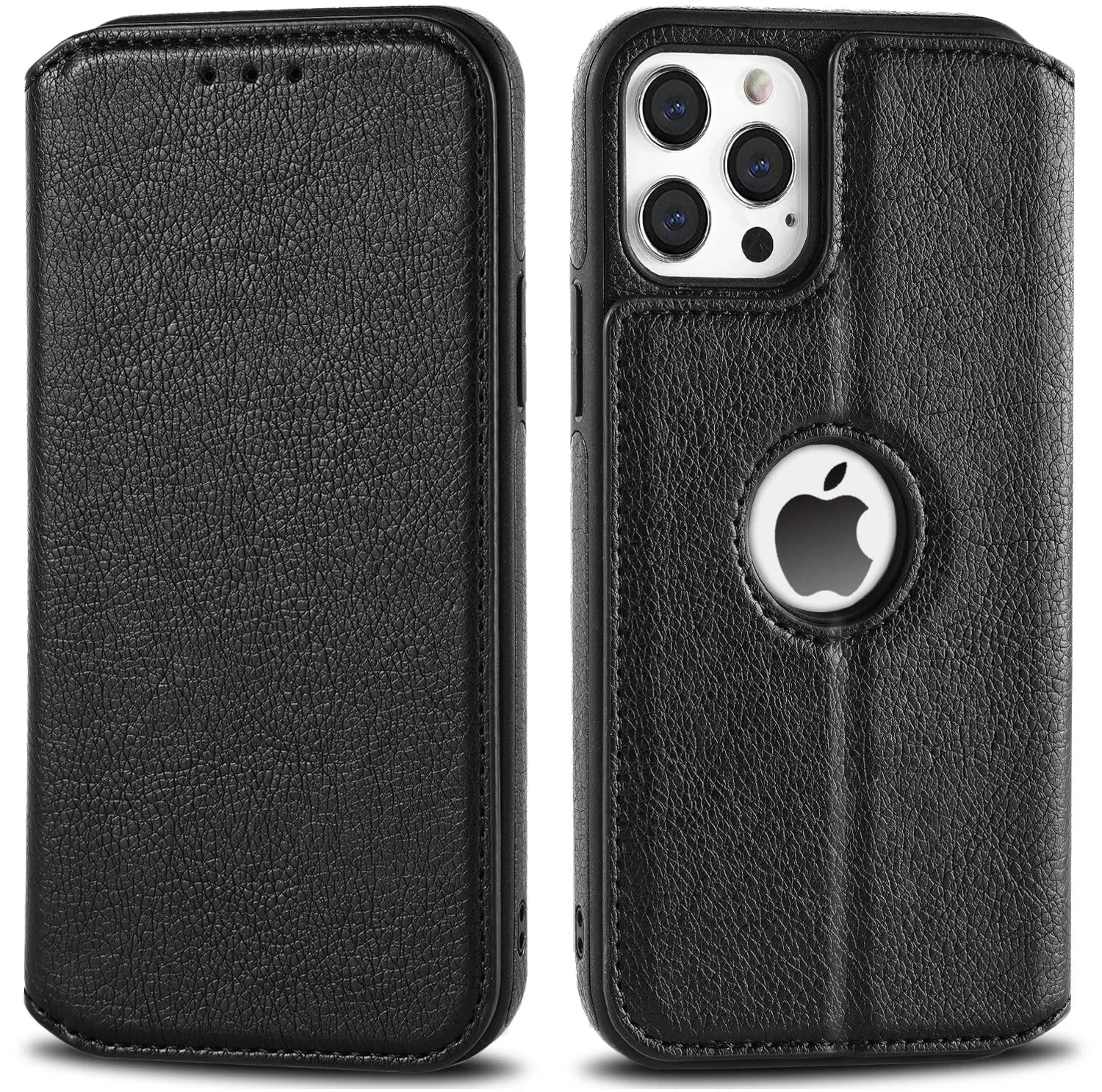 Funda de cuero para iPhone 16 15 14 13 12 11 Pro Max XS XR funda tipo billetera [bloqueo RFID] funda con tapa magnética delgada con tarjetero
