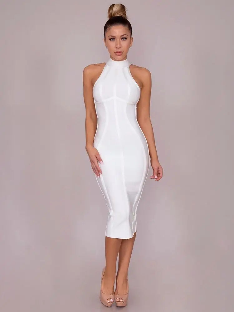 Vestido Sexy de verano para mujer, elegante, elástico, blanco, liso, ajustado, a la moda, para fiesta, XL, venta al por mayor, 2024