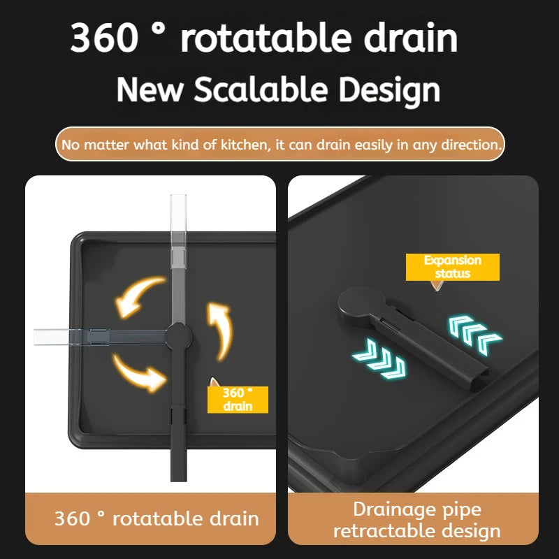 Escurridor de Platos Ajustable de Acero Inoxidable con Bandeja de Drenaje - Organizador de Platos Sobre el Fregadero, Almacenamiento y Escurridor de Cocina