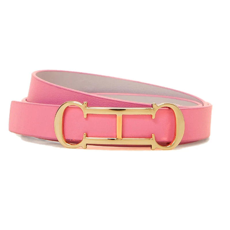 Cinturón de Cuero con Hebilla Metálica con Logotipo CH para Mujer, Cinturón de Moda de Lujo para Jeans, Vestidos y Uso Diario