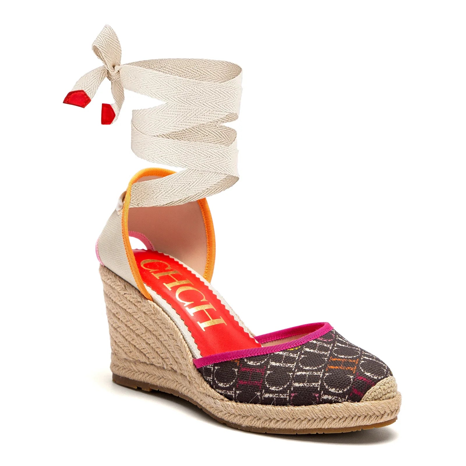 Tacones altos para mujer Verano Alpargata Plataforma Cuña 2025 Sandalias Punta cerrada Correa en el tobillo Con cordones Fiesta de vacaciones en la playa 8 cm