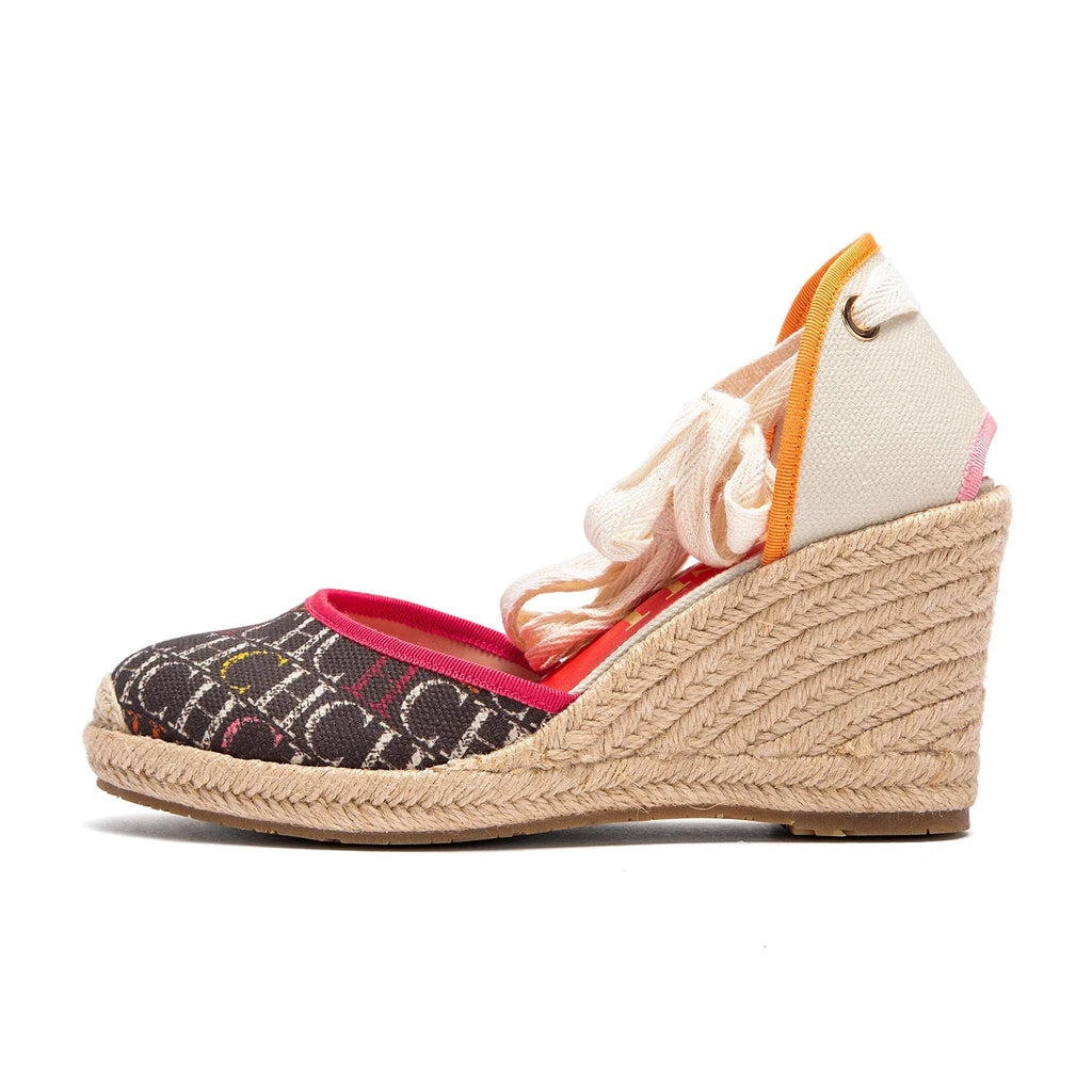 Tacones altos para mujer Verano Alpargata Plataforma Cuña 2025 Sandalias Punta cerrada Correa en el tobillo Con cordones Fiesta de vacaciones en la playa 8 cm