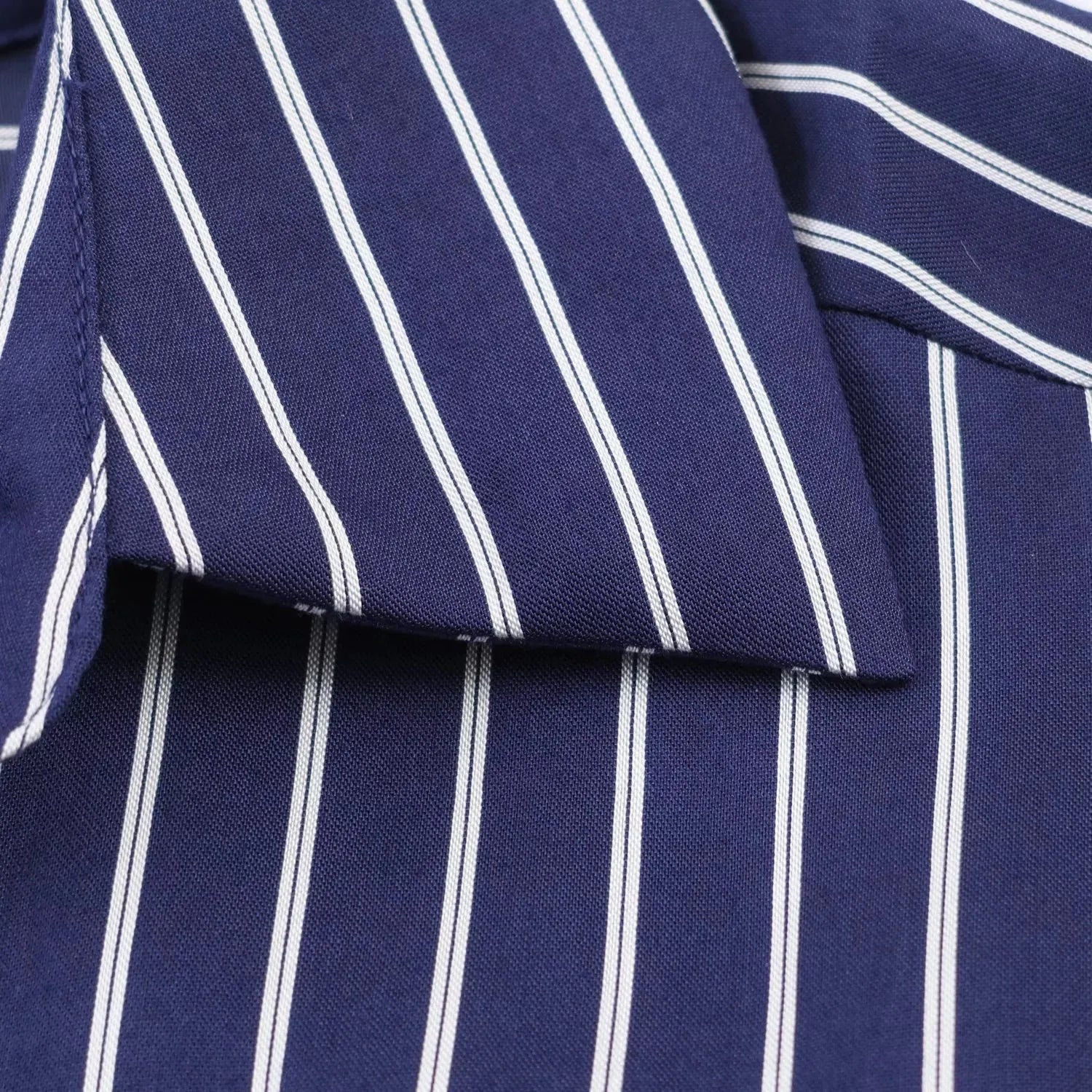 Camisa holgada a rayas para mujer, blusa informal de manga larga con cuello vuelto y botonadura sencilla, nuevas camisas de oficina de verano para mujer