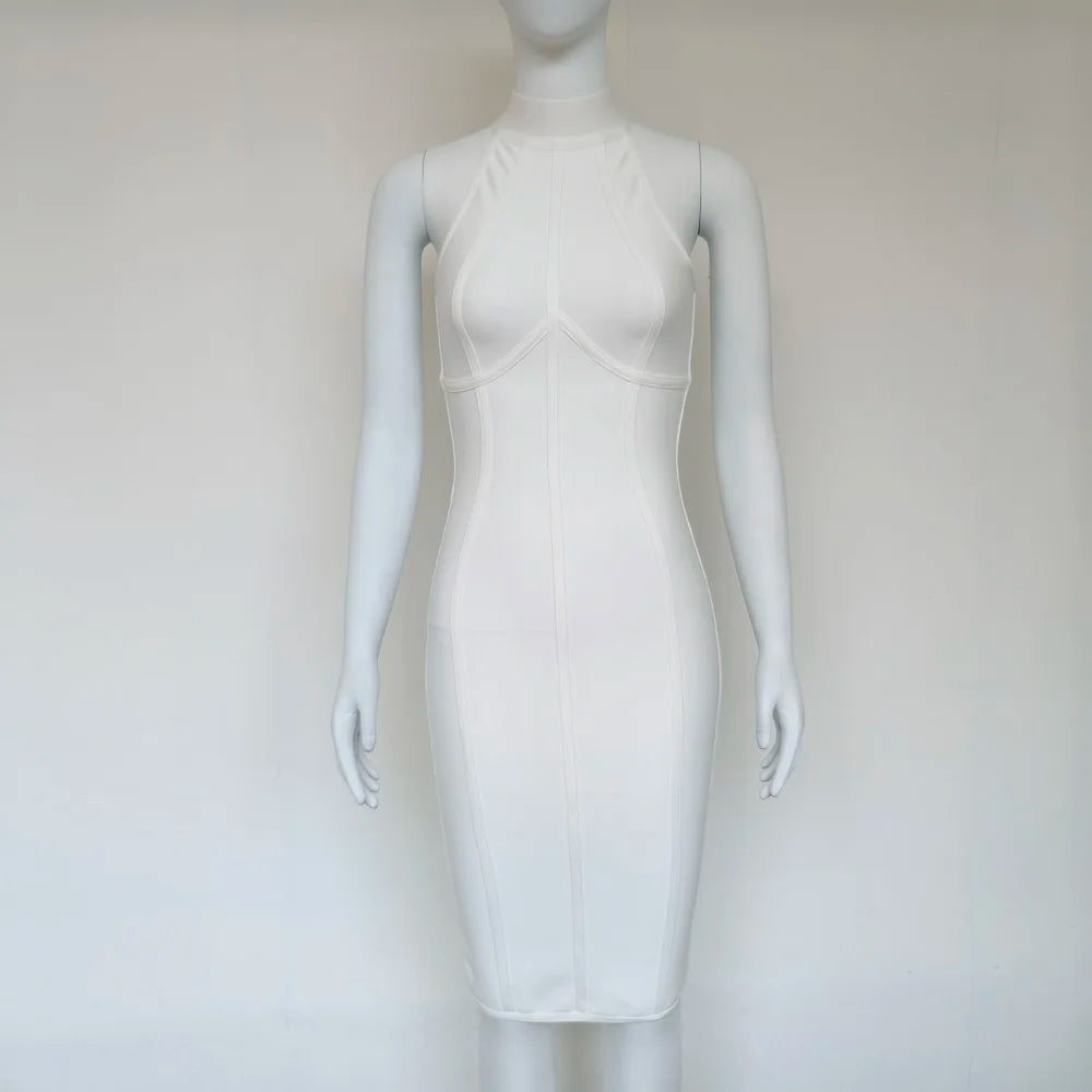 Vestido Sexy de verano para mujer, elegante, elástico, blanco, liso, ajustado, a la moda, para fiesta, XL, venta al por mayor, 2024