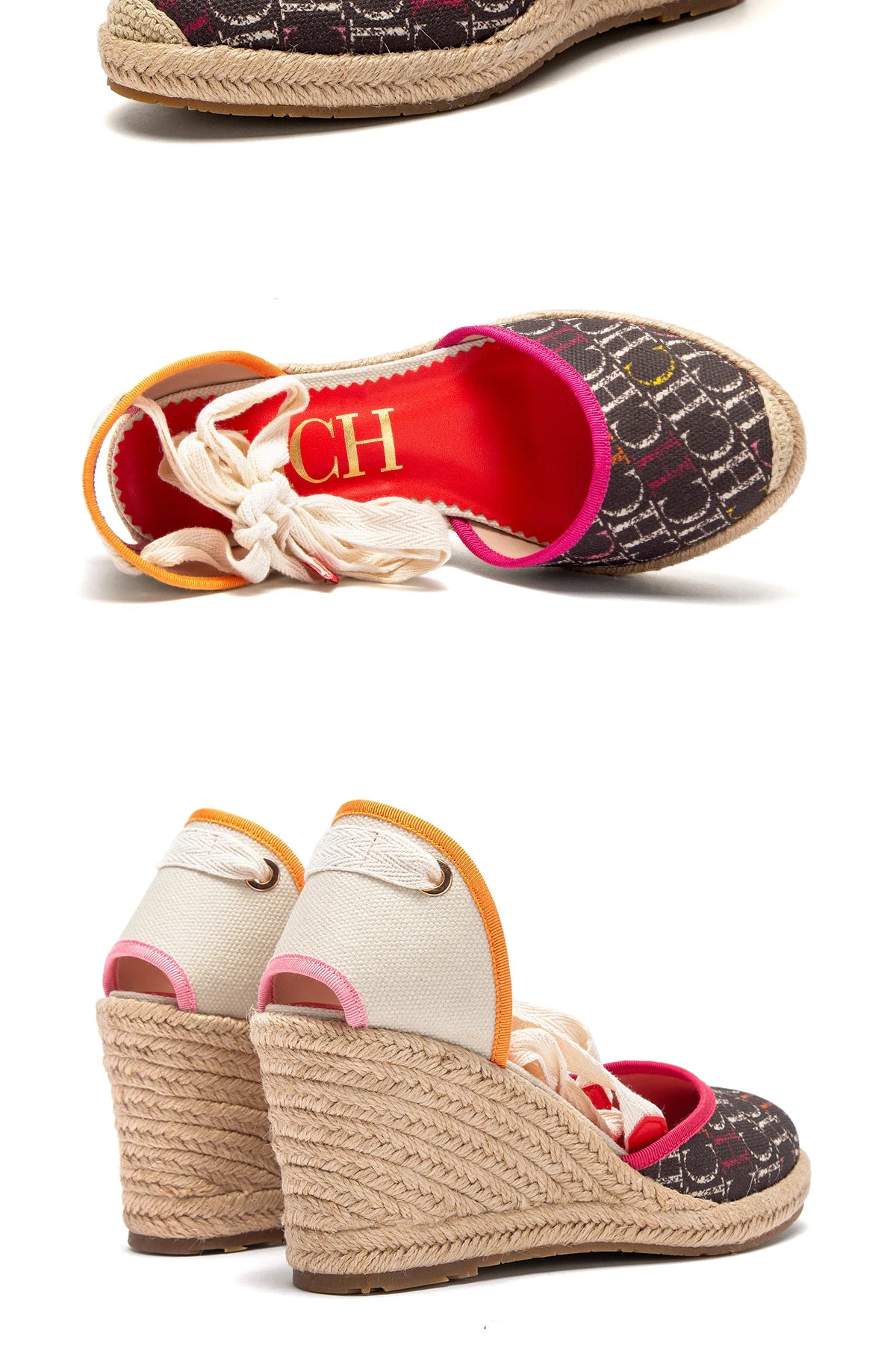 Tacones altos para mujer Verano Alpargata Plataforma Cuña 2025 Sandalias Punta cerrada Correa en el tobillo Con cordones Fiesta de vacaciones en la playa 8 cm