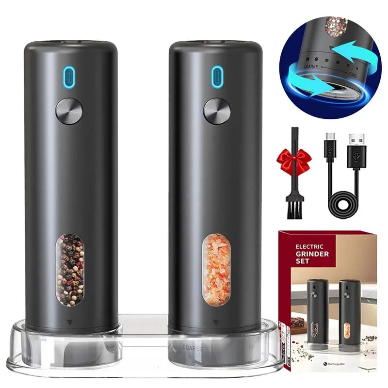 Molinillo de pimienta eléctrico ajustable externo, molinillo de sal y pimienta de gran capacidad, molinillo de especias eléctrico recargable, herramienta de cocina