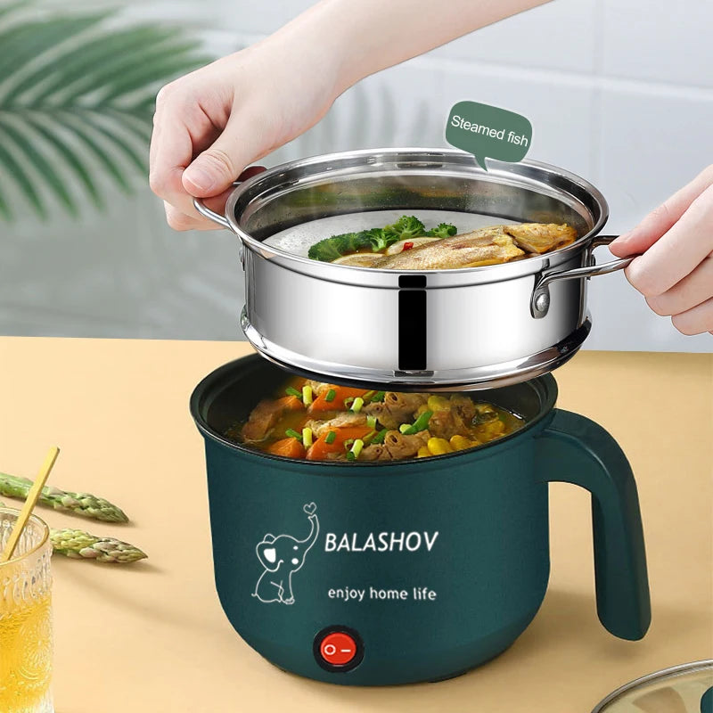Mini olla arrocera eléctrica, máquina de cocina antiadherente, olla caliente de una/doble capa, olla arrocera eléctrica multifunción para el hogar