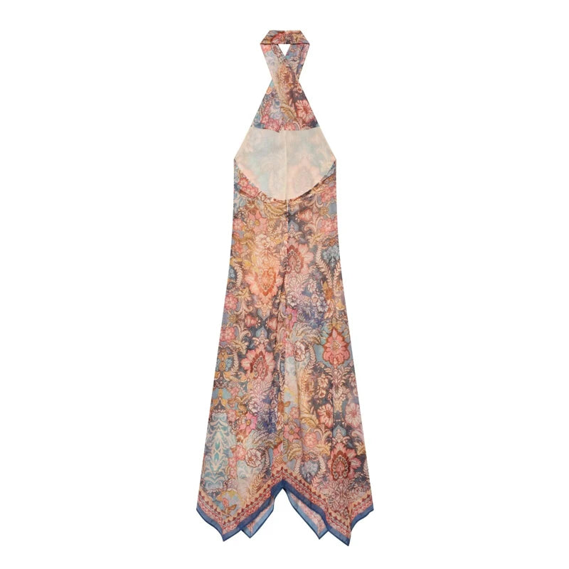 Vestido de Mujer 2026 Nuevo Vestido Halter de Gasa para Verano, Vestido Casual Chic para Vacaciones, Vestido con Personalidad para Damas