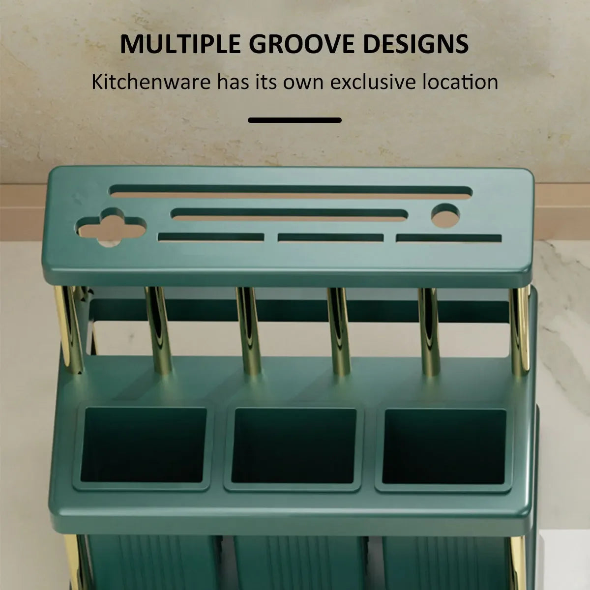 Soporte para cuchillos de cocina, cortador multifunción y escurridor de cubiertos, estante organizador de utensilios de cocina que ahorra espacio de PP, nuevo