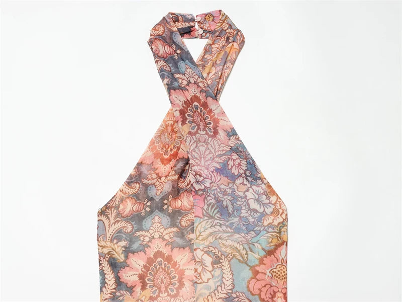 Vestido de Mujer 2026 Nuevo Vestido Halter de Gasa para Verano, Vestido Casual Chic para Vacaciones, Vestido con Personalidad para Damas