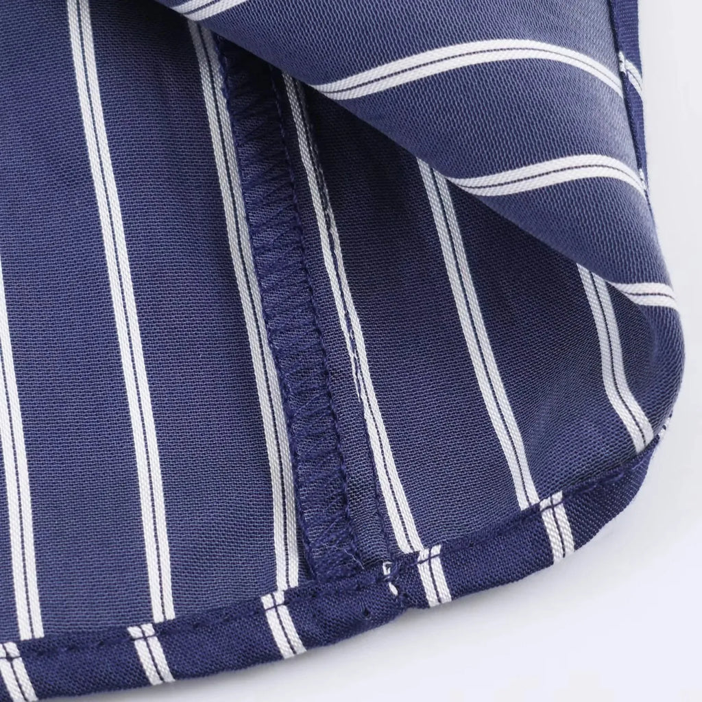 Camisa holgada a rayas para mujer, blusa informal de manga larga con cuello vuelto y botonadura sencilla, nuevas camisas de oficina de verano para mujer