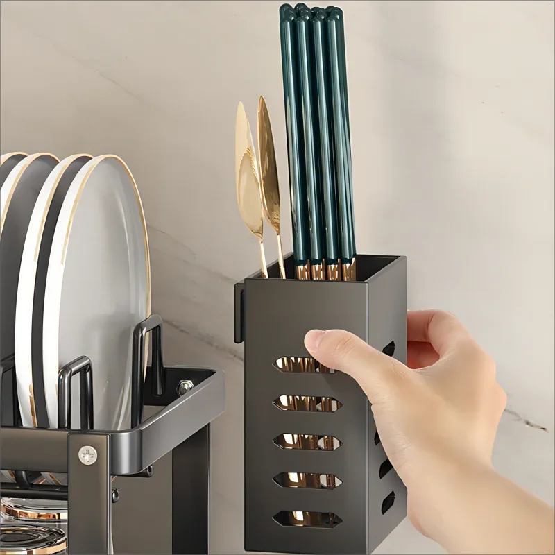 Escurridor de Platos Ajustable de Acero Inoxidable con Bandeja de Drenaje - Organizador de Platos Sobre el Fregadero, Almacenamiento y Escurridor de Cocina