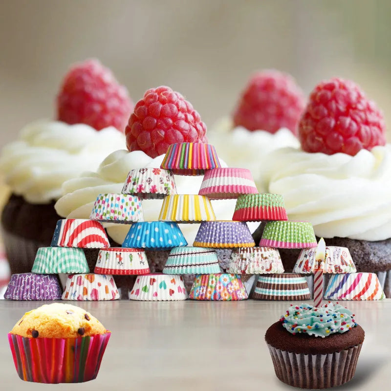 100 unids/pack pastel Muffin Cupcake vasos de papel caja de pastel Cupcake Liner cocina accesorios para hornear molde de pastel herramientas de decoración
