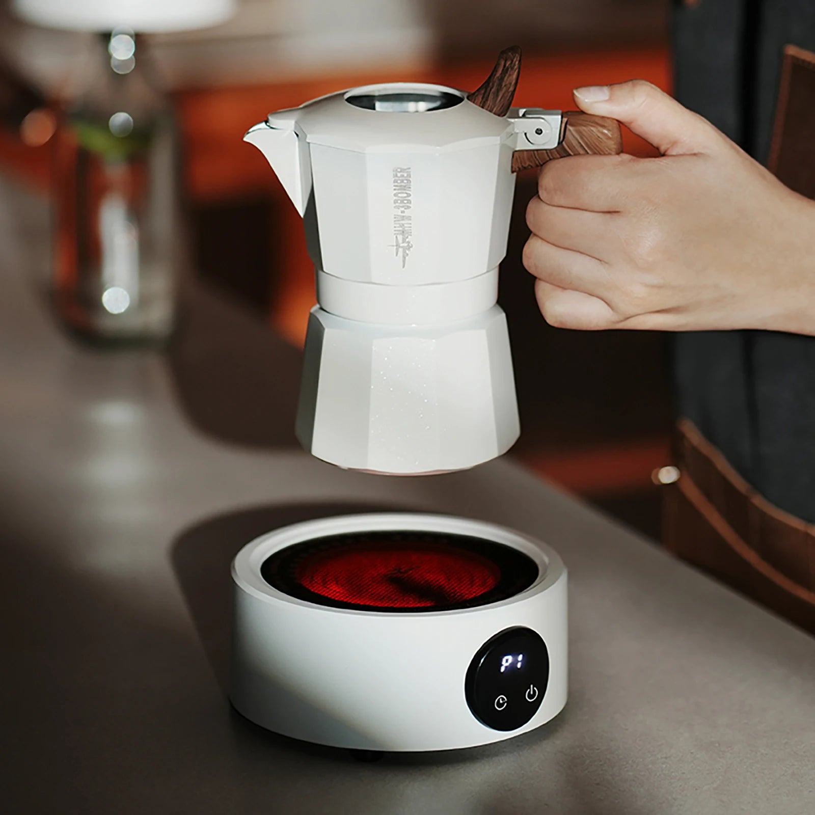 Mini estufa eléctrica de café de MHW-3BOMBER para olla Moka, mesa de cocina de cerámica de 800w, horno de calefacción de agua y leche, herramienta de café, uso en cocina y campamento