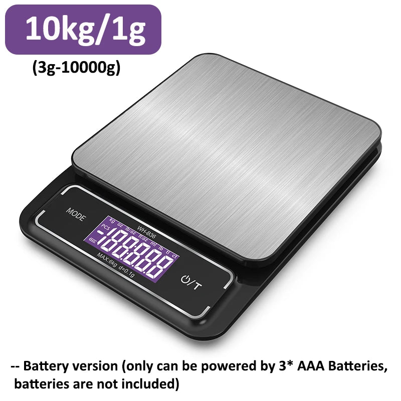 Báscula de cocina electrónica Digital de 6kg/0,1g, 10kg/1g, pantalla LCD, herramienta de medición de acero inoxidable totalmente impermeable para hornear