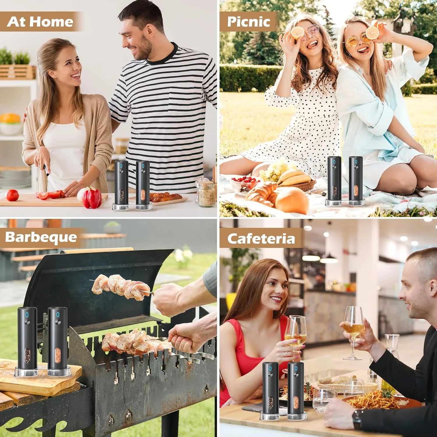 Molinillo de pimienta eléctrico ajustable externo, molinillo de sal y pimienta de gran capacidad, molinillo de especias eléctrico recargable, herramienta de cocina