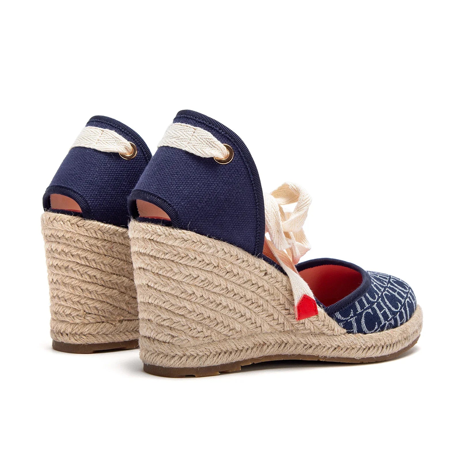 Tacones altos para mujer Verano Alpargata Plataforma Cuña 2025 Sandalias Punta cerrada Correa en el tobillo Con cordones Fiesta de vacaciones en la playa 8 cm