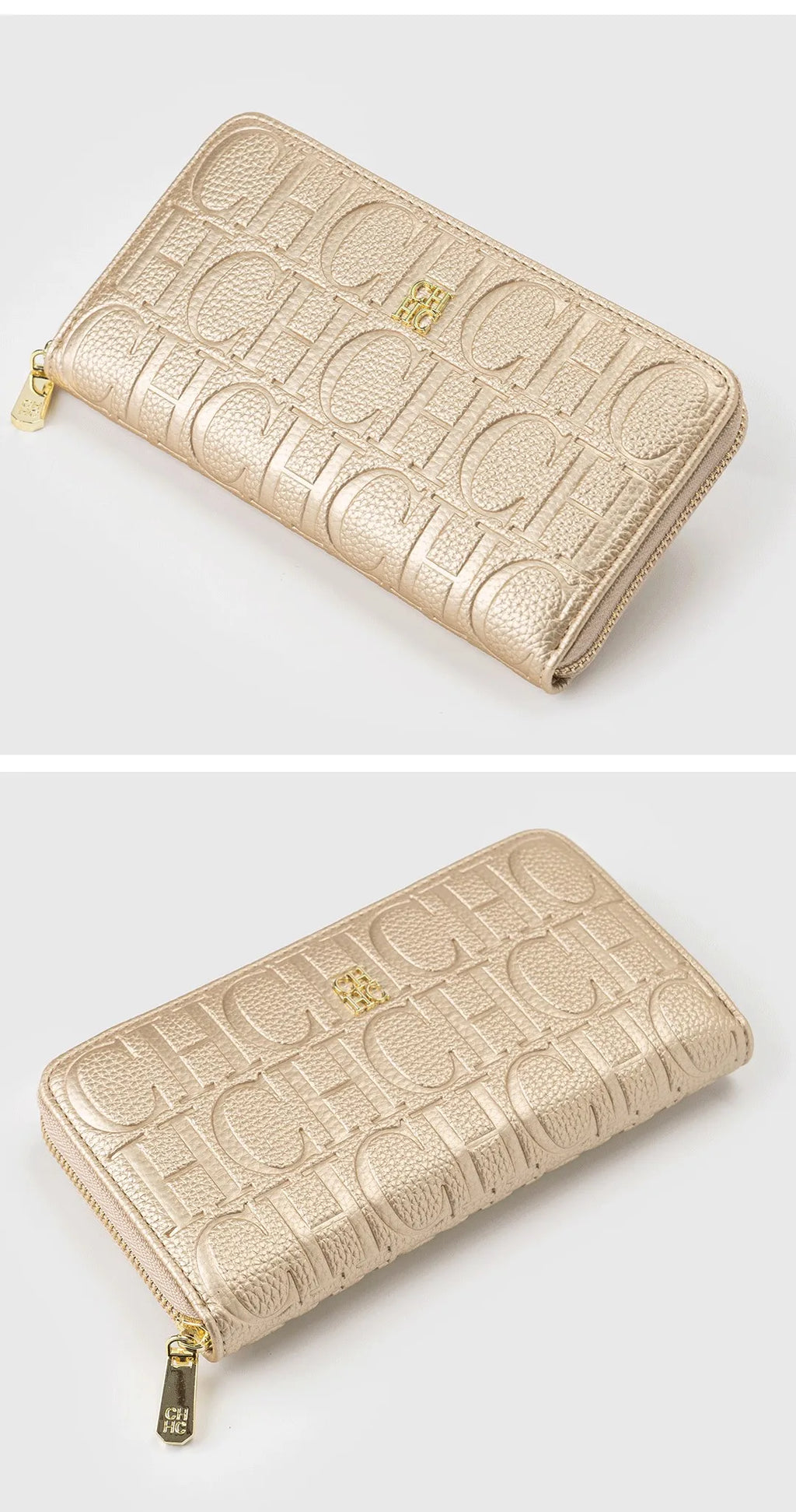 Cartera larga de diseñador CH para mujer, monedero con cremallera en relieve, múltiples ranuras para tarjetas, gran capacidad, perfecta para el viaje diario