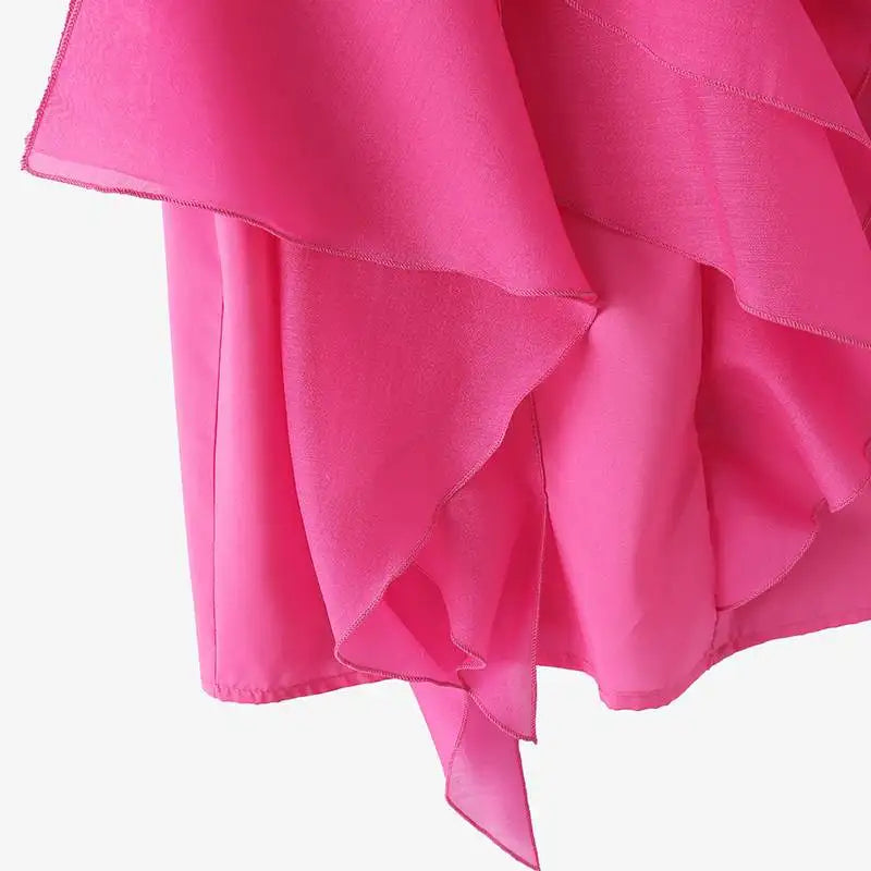 ZANZEA 2025 Blusa informal con costuras con volantes, Tops a la moda para vacaciones de verano, Tops con cuello redondo, túnicas de manga corta para mujer, Blusa holgada lisa para mujer
