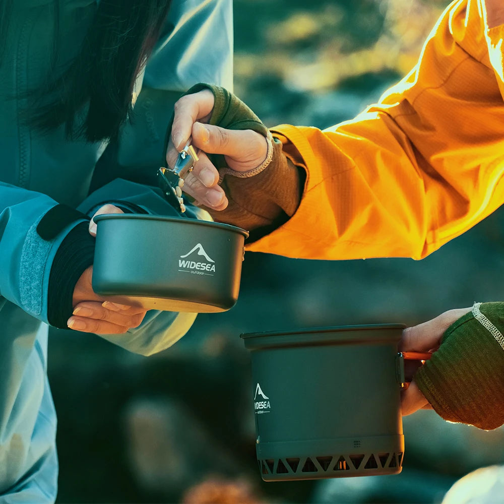 Olla para acampar al aire libre, utensilios de cocina de 1,3l y 2,3l, juego de hervidor de cocina al aire libre, cocina de calor, vajilla de viaje, equipo de utensilio de cocina turístico