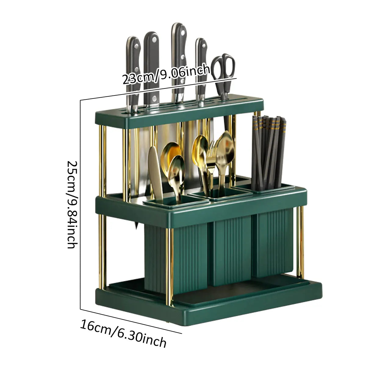 Soporte para cuchillos de cocina, cortador multifunción y escurridor de cubiertos, estante organizador de utensilios de cocina que ahorra espacio de PP, nuevo