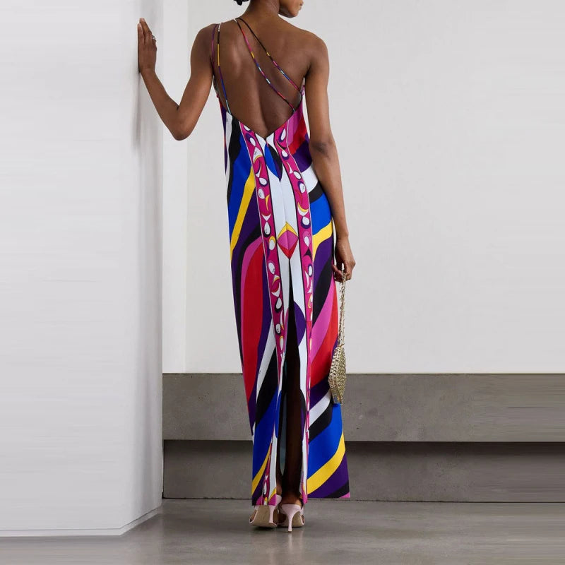 Vestido de Moda con Estampado Geométrico para Mujer, Cuello Alto, Manga Ancha con Botones, Vestidos de Vacaciones 2026, Vestido Holgado de Playa para Dama