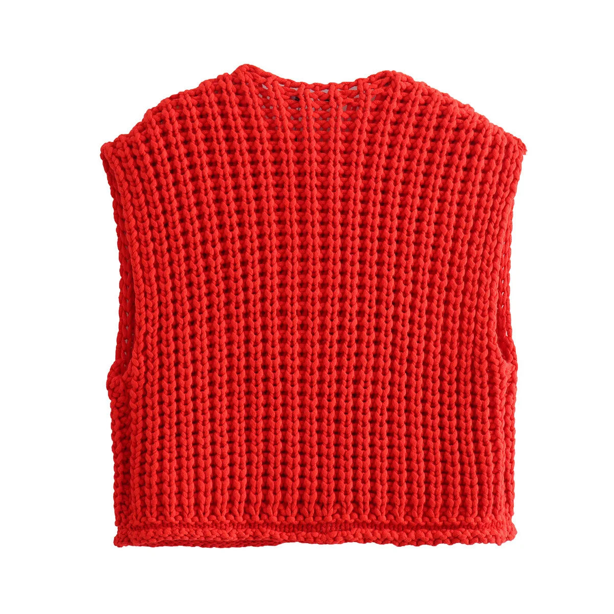 Suéter corto de moda coreana para mujer, chaleco informal holgado liso, suéter de punto con Cable, chaleco para mujer, Tops de diseñador de lujo