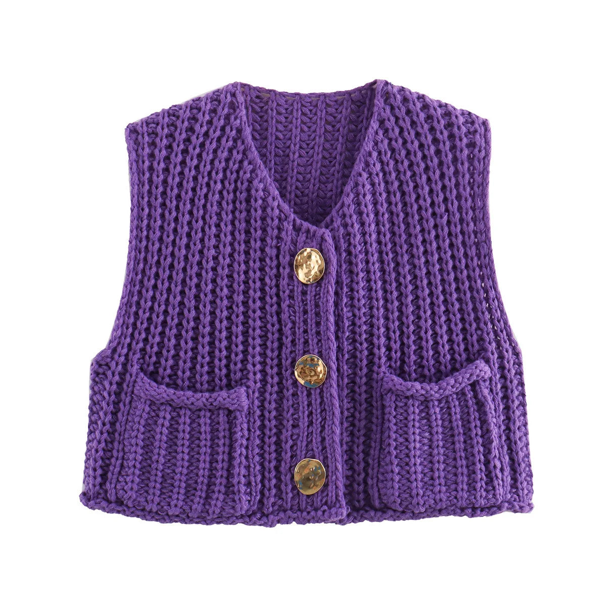 Suéter corto de moda coreana para mujer, chaleco informal holgado liso, suéter de punto con Cable, chaleco para mujer, Tops de diseñador de lujo