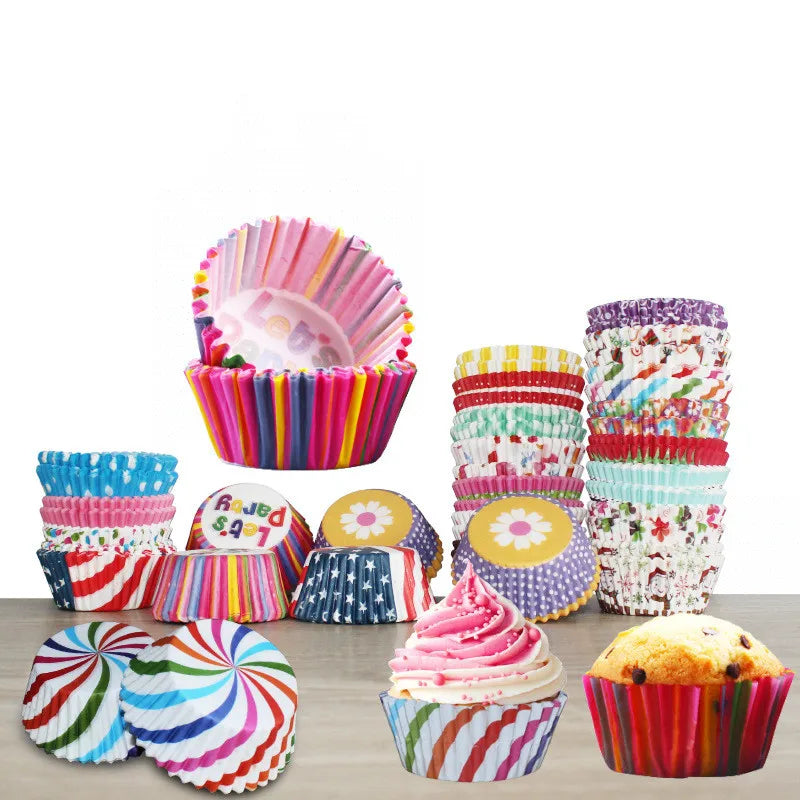 100 unids/pack pastel Muffin Cupcake vasos de papel caja de pastel Cupcake Liner cocina accesorios para hornear molde de pastel herramientas de decoración