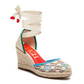 Tacones altos para mujer Verano Alpargata Plataforma Cuña 2025 Sandalias Punta cerrada Correa en el tobillo Con cordones Fiesta de vacaciones en la playa 8 cm