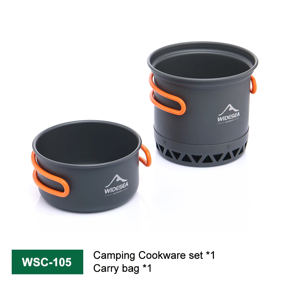 Olla para acampar al aire libre, utensilios de cocina de 1,3l y 2,3l, juego de hervidor de cocina al aire libre, cocina de calor, vajilla de viaje, equipo de utensilio de cocina turístico