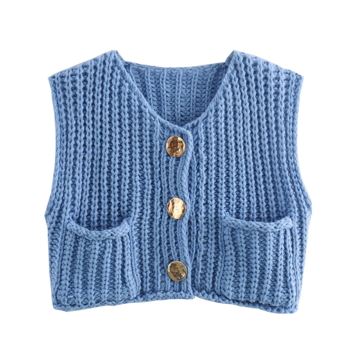 Suéter corto de moda coreana para mujer, chaleco informal holgado liso, suéter de punto con Cable, chaleco para mujer, Tops de diseñador de lujo