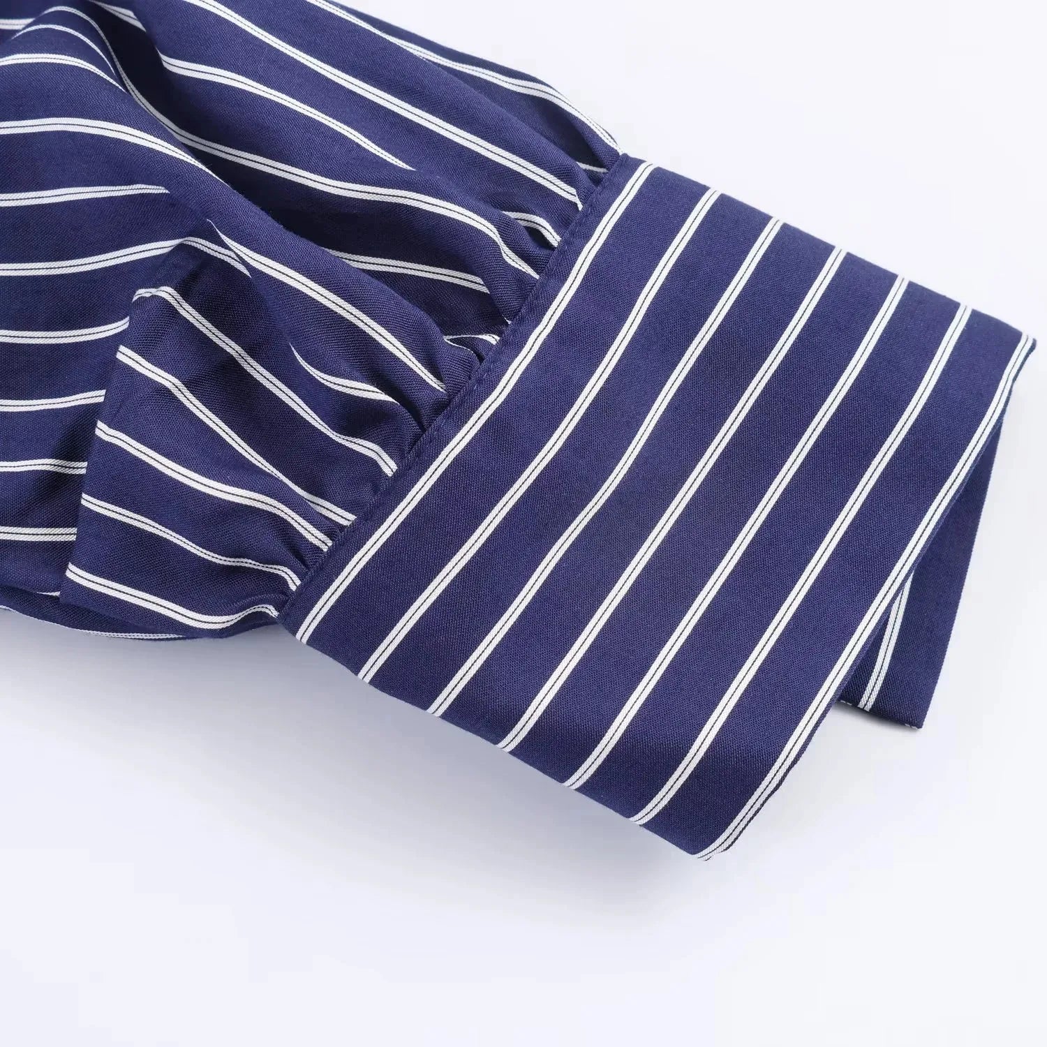 Camisa holgada a rayas para mujer, blusa informal de manga larga con cuello vuelto y botonadura sencilla, nuevas camisas de oficina de verano para mujer