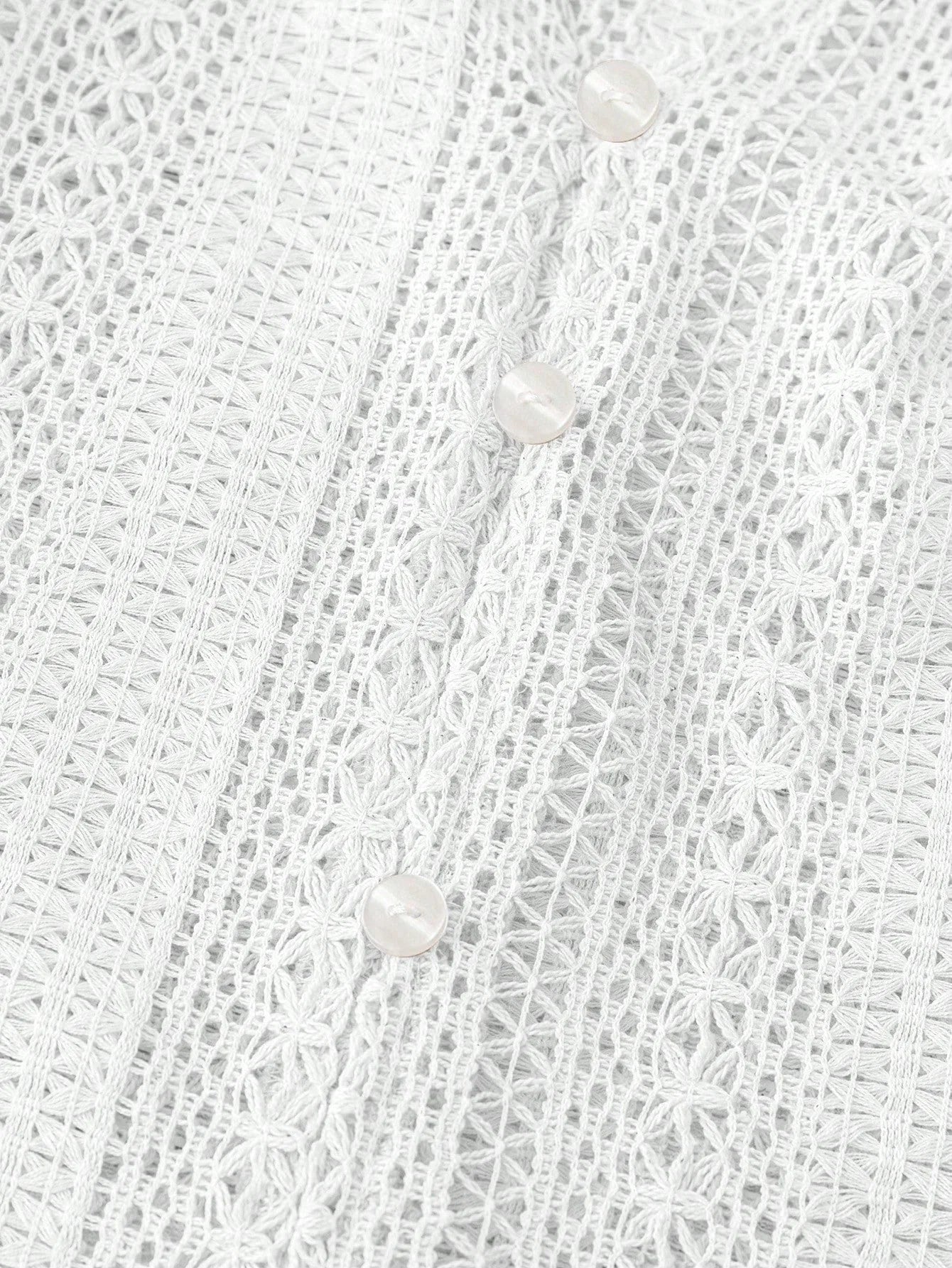 Blusas de mujer primavera y otoño nueva moda suelta Simple todo-fósforo encaje hueco cuello en V camisas de manga larga de una sola rota para mujer