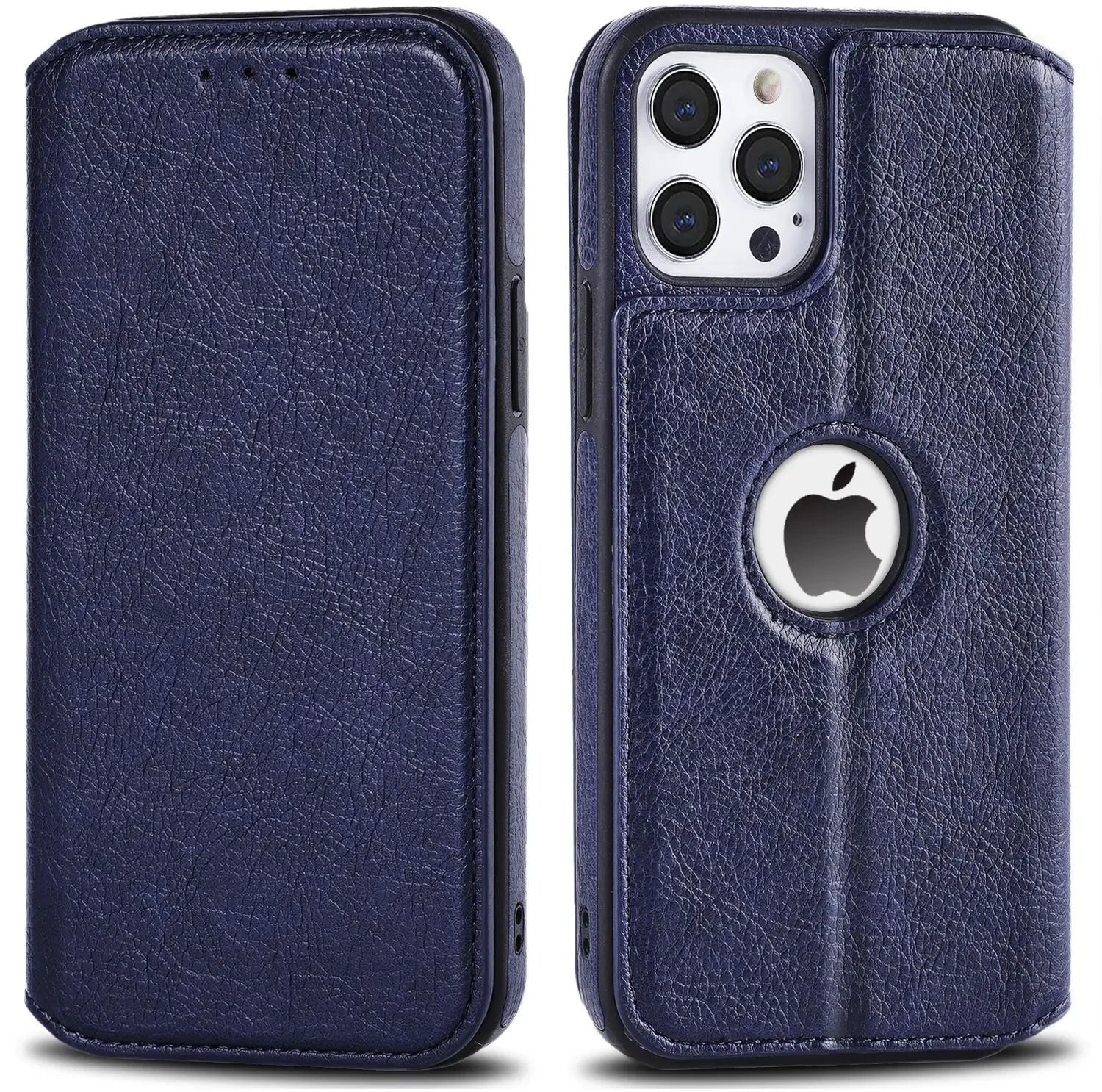 Funda de cuero para iPhone 16 15 14 13 12 11 Pro Max XS XR funda tipo billetera [bloqueo RFID] funda con tapa magnética delgada con tarjetero