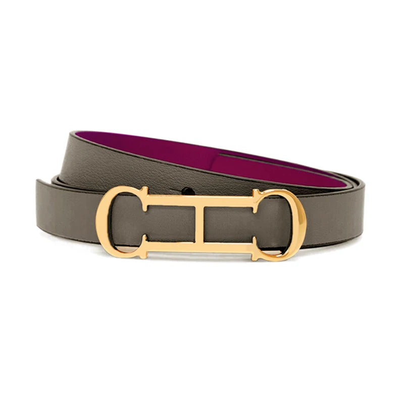 Cinturón de Cuero con Hebilla Metálica con Logotipo CH para Mujer, Cinturón de Moda de Lujo para Jeans, Vestidos y Uso Diario
