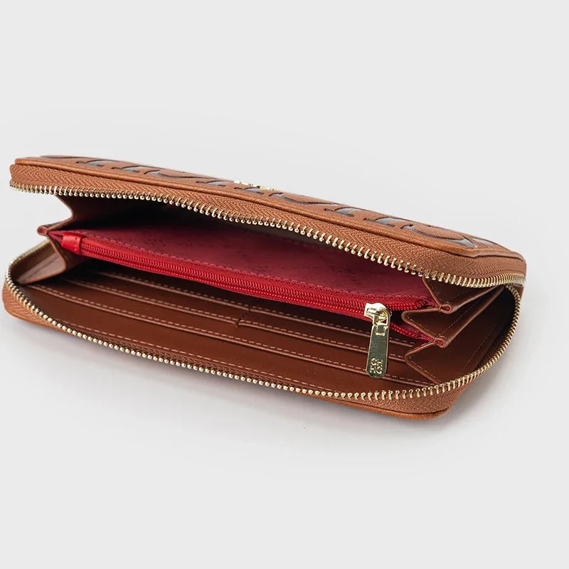 Cartera larga de diseñador CH para mujer, monedero con cremallera en relieve, múltiples ranuras para tarjetas, gran capacidad, perfecta para el viaje diario