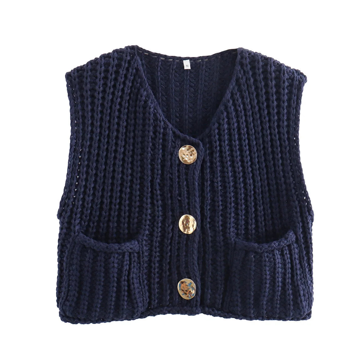 Suéter corto de moda coreana para mujer, chaleco informal holgado liso, suéter de punto con Cable, chaleco para mujer, Tops de diseñador de lujo