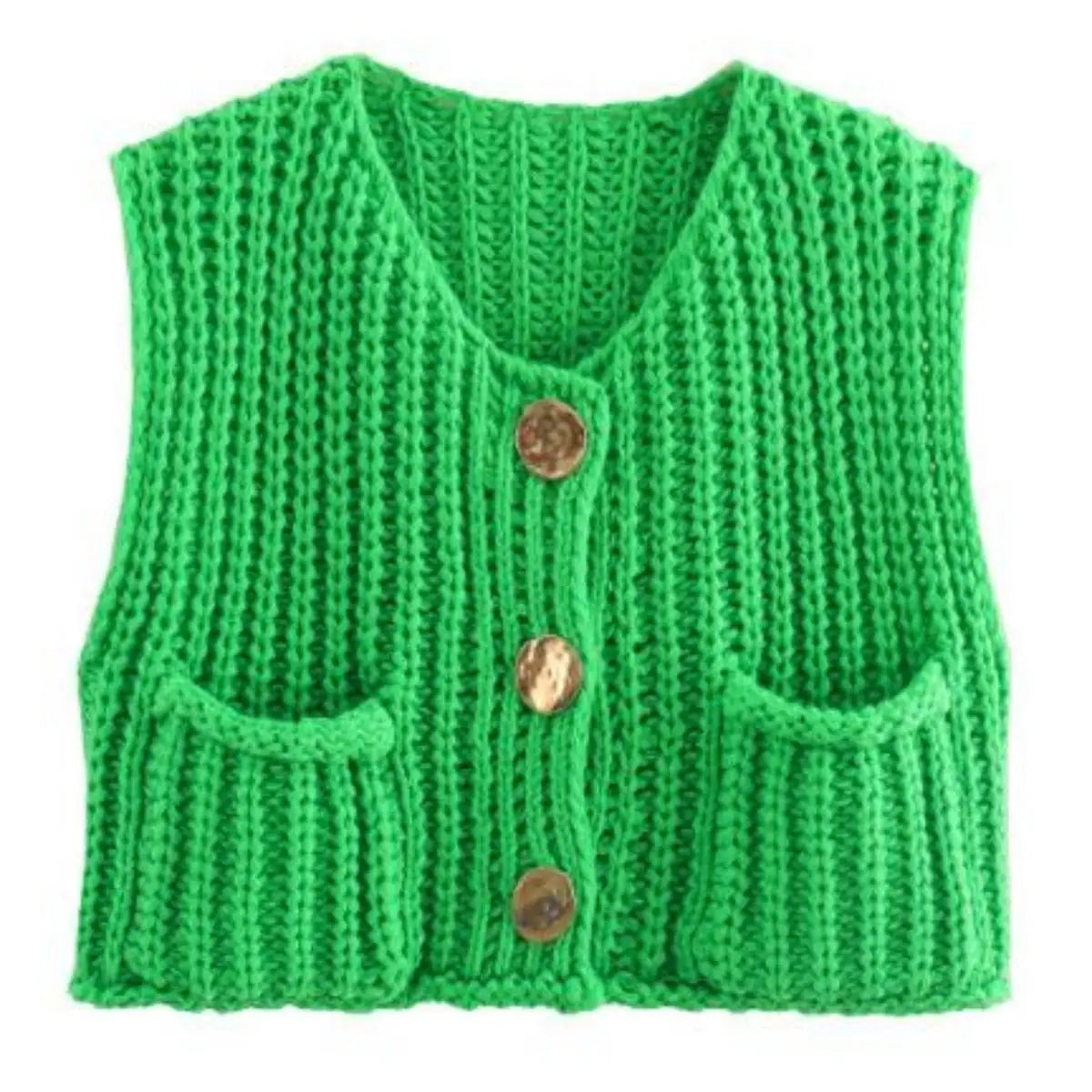 Suéter corto de moda coreana para mujer, chaleco informal holgado liso, suéter de punto con Cable, chaleco para mujer, Tops de diseñador de lujo