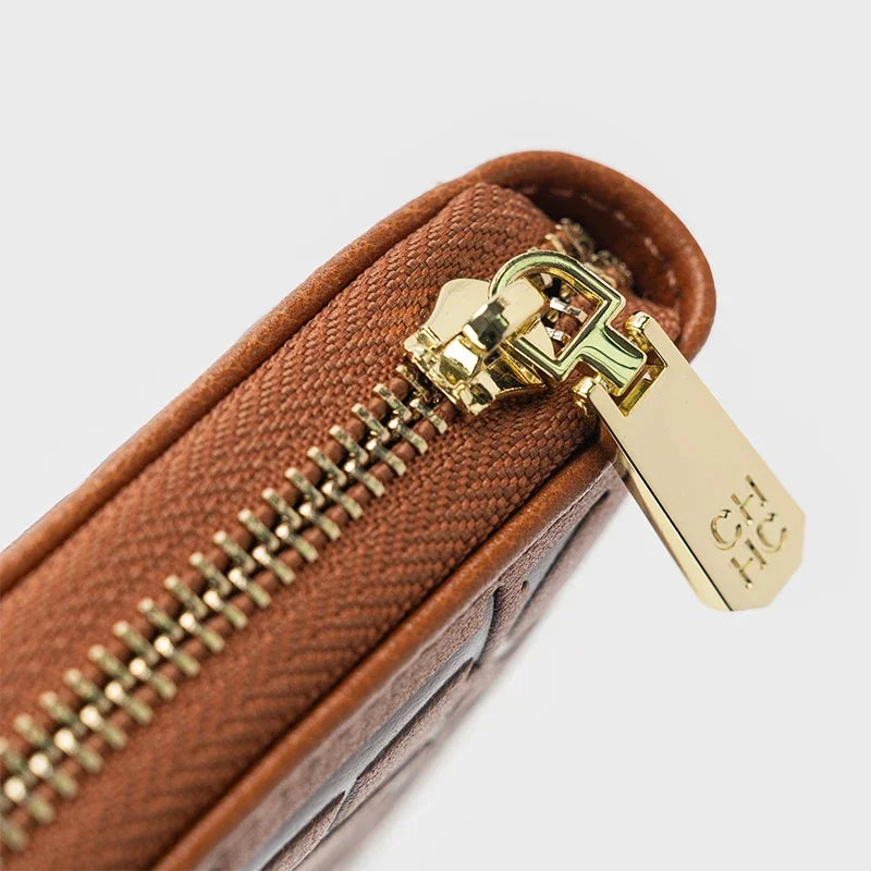 Cartera larga de diseñador CH para mujer, monedero con cremallera en relieve, múltiples ranuras para tarjetas, gran capacidad, perfecta para el viaje diario
