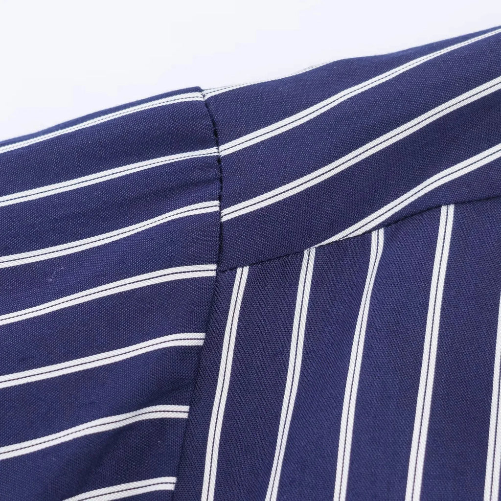 Camisa holgada a rayas para mujer, blusa informal de manga larga con cuello vuelto y botonadura sencilla, nuevas camisas de oficina de verano para mujer