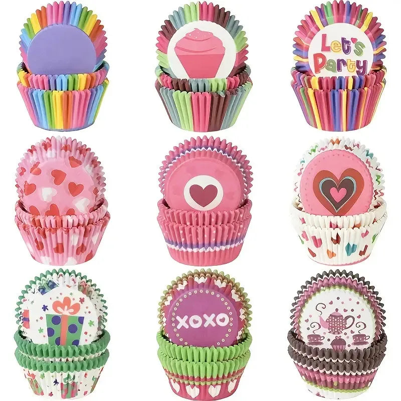 100 unids/pack pastel Muffin Cupcake vasos de papel caja de pastel Cupcake Liner cocina accesorios para hornear molde de pastel herramientas de decoración