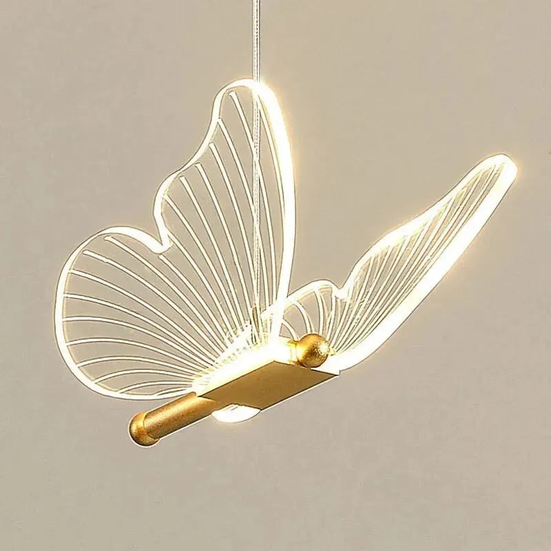 Lámpara colgante Led de mariposa nórdica, accesorio de iluminación interior, mesita de noche, escalera, dormitorio, arte de techo