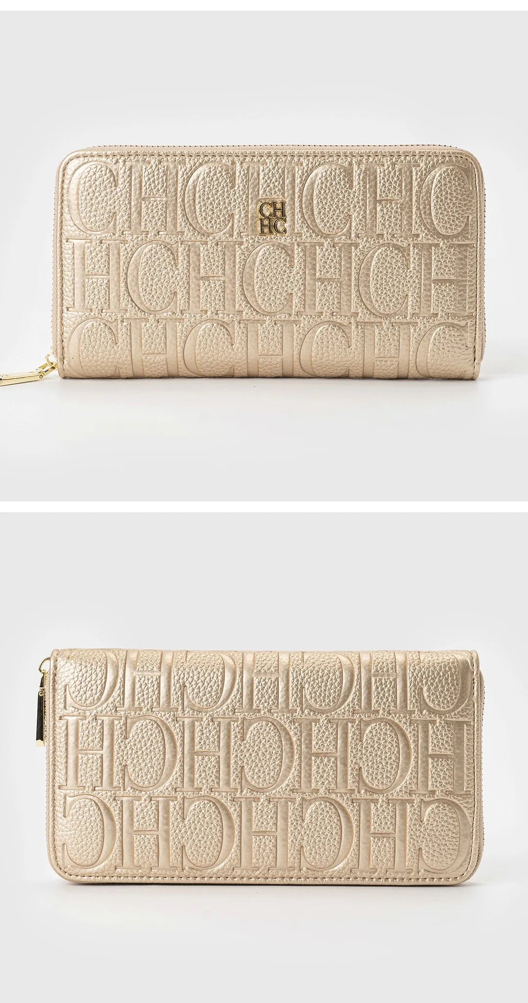 Cartera larga de diseñador CH para mujer, monedero con cremallera en relieve, múltiples ranuras para tarjetas, gran capacidad, perfecta para el viaje diario